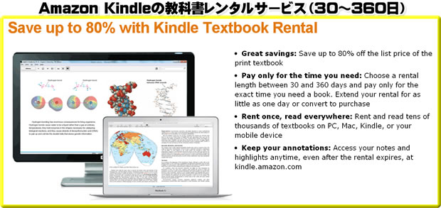 Amazon キンドルの教科書レンタルサービス