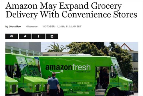 Amazon May Expand Grocery Delivery With Convenience Stores (Amazonはコンビニへの商品展開を計画している。)